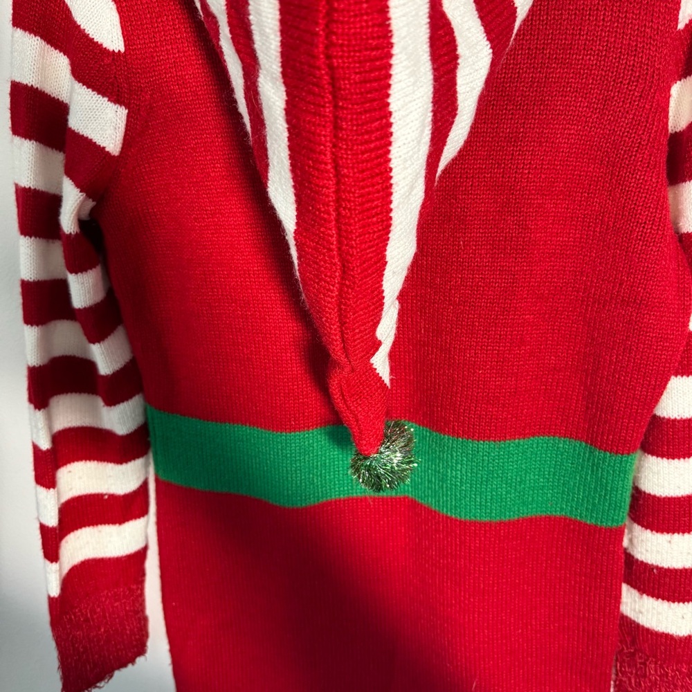 It’s Our Time Ugly Christmas Sweater Size Medium Elf Red Green Holiday Sequins - Picture 7 of 10